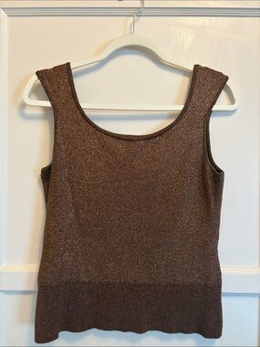Betsey Johnson Brown Metallic Scoop Tank Top